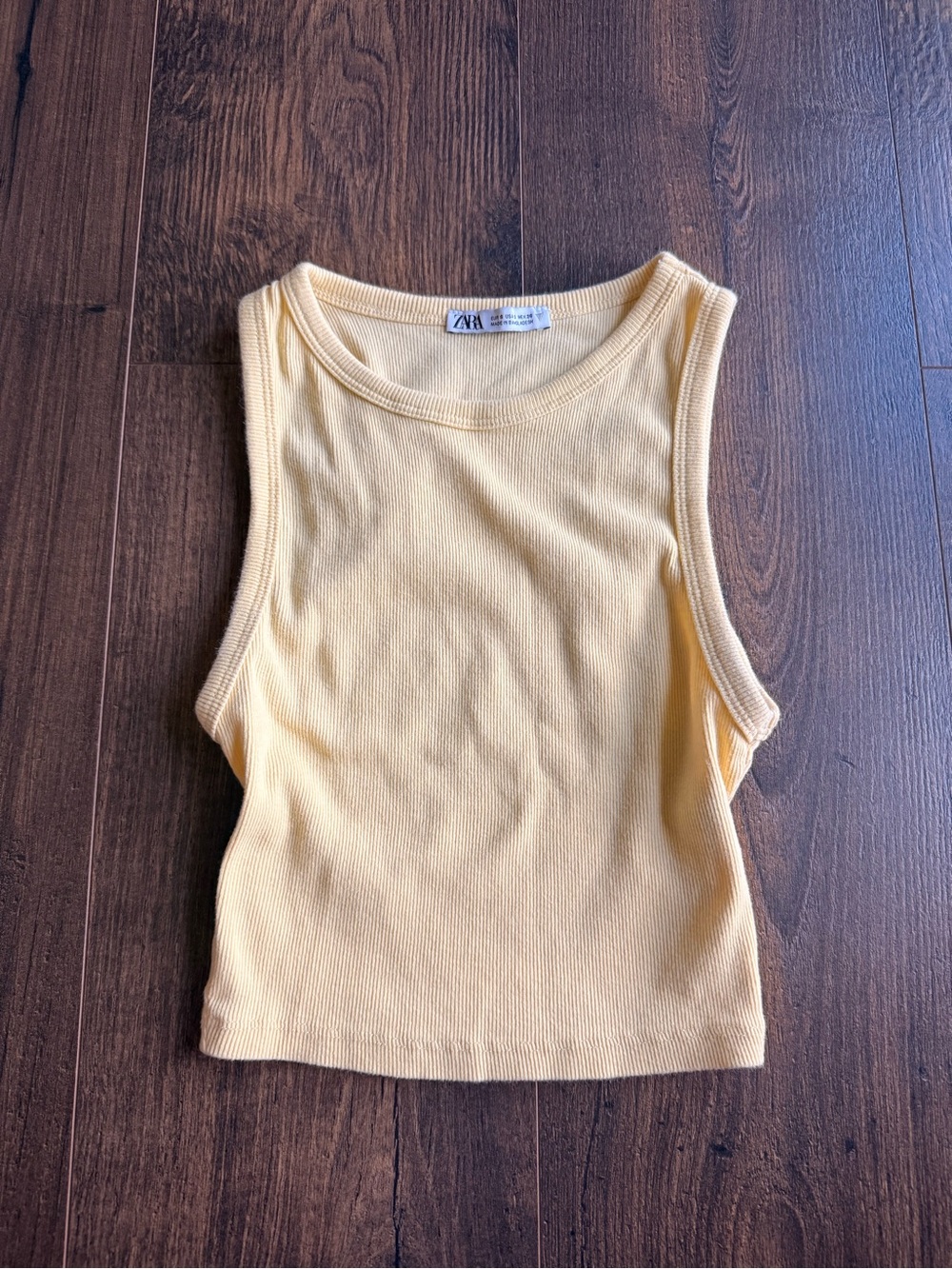 Zara Pale Yellow Ribbed Tank